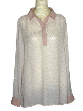 Free People Horse Print Sheer Western Tunic Top Shirt Blouse White Pink M